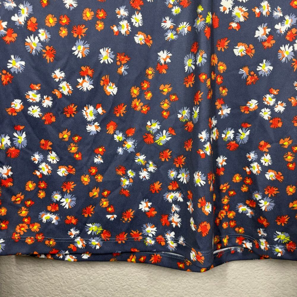 Callaway Medium Opti Dri Golf Polo Shirt Blue Floral Daisy Popover Collared - Picture 5 of 7